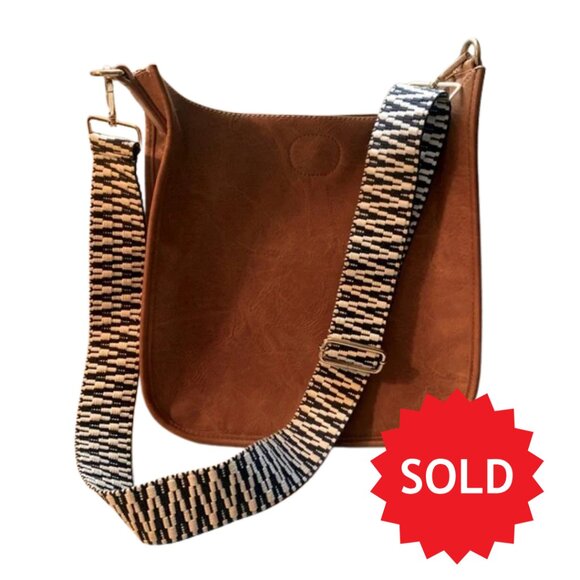 Ahdorned Camel Crossbody Bag with Strap - Picture 1 of 14